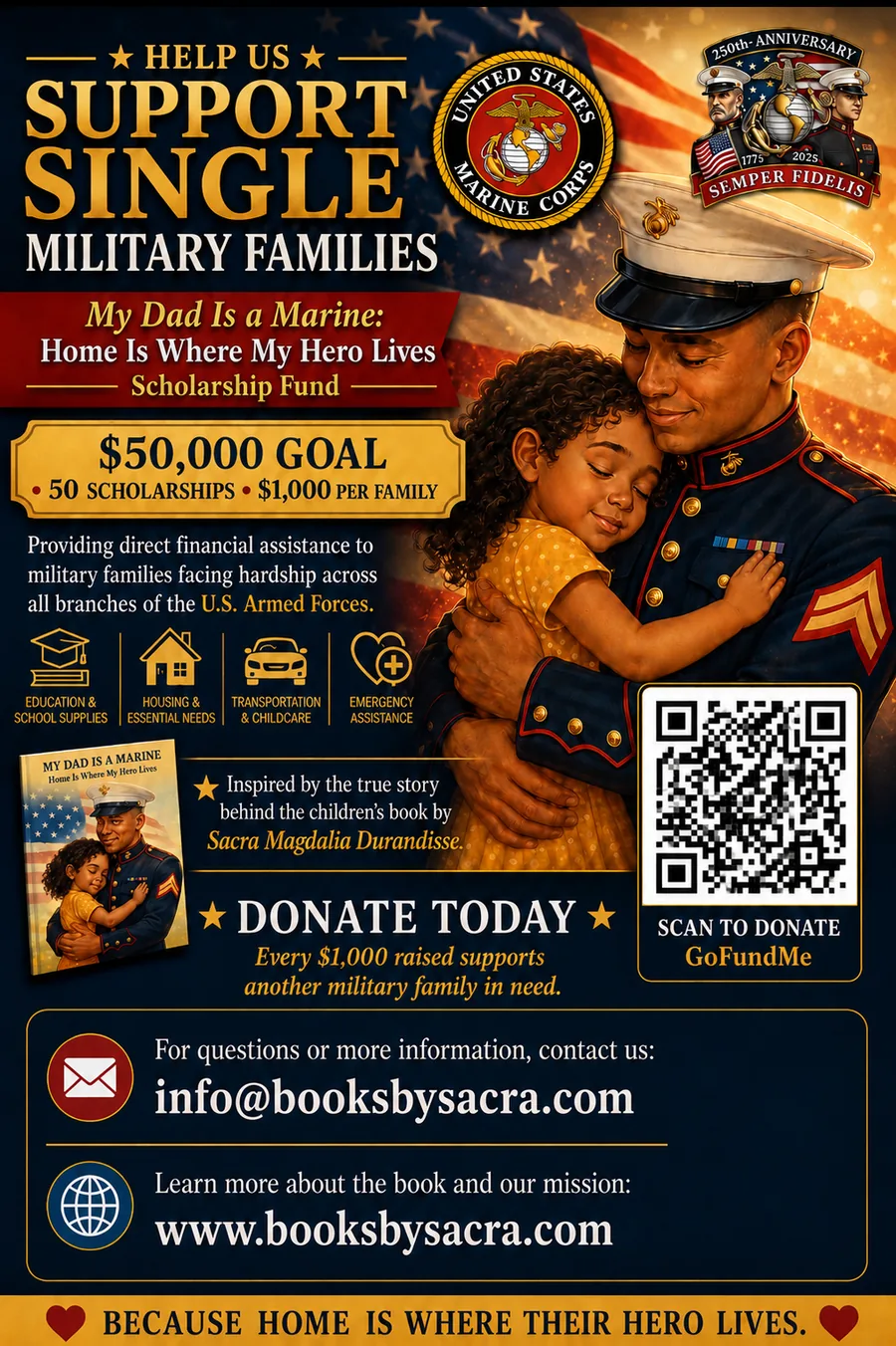 Support Single Military Families — Scholarship Fund Flyer